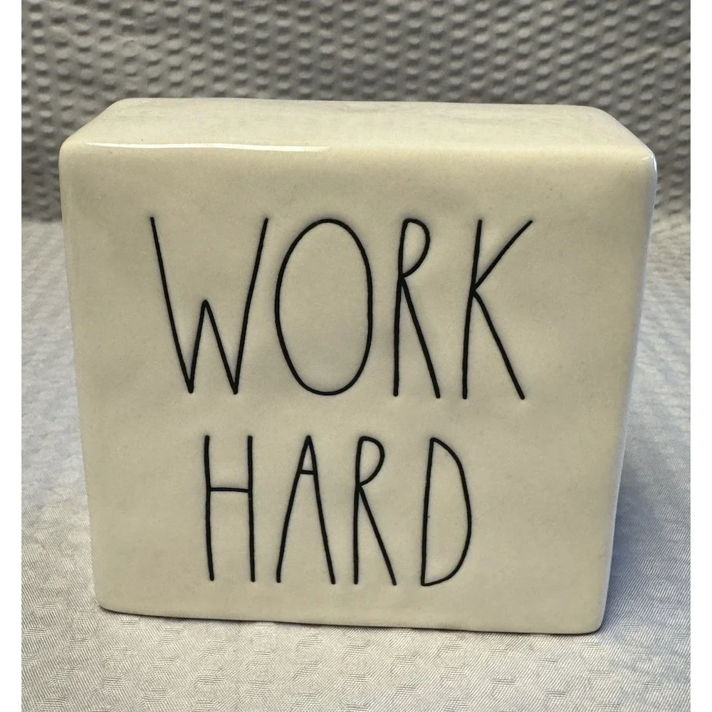 Rae Dunn Be Brave / Work Hard Large Letter‎ Desk Block Paperweight 4